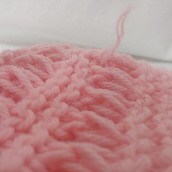 Vintage Handmade Crochet Little Girls Winter Hat And Scarf Set Pom Pom Pink - Picture 4 of 16